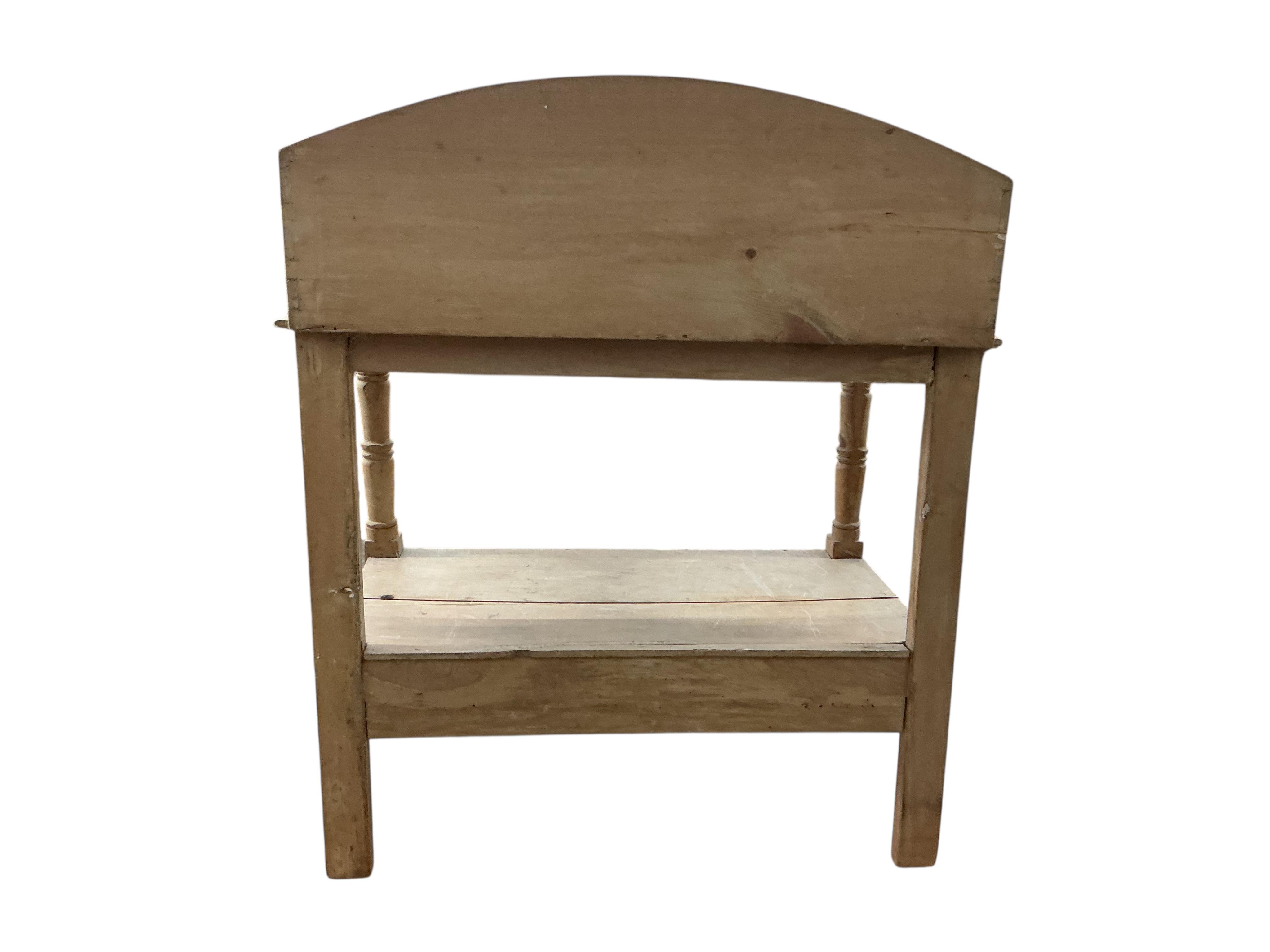 A Victorian pine two tier wash stand, width 83cm, depth 45cm, height 99cm